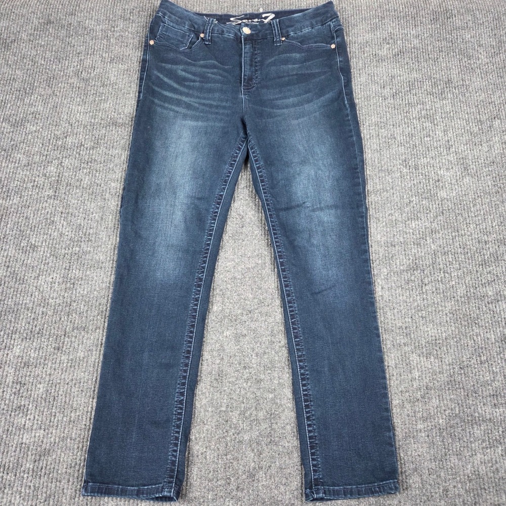 Seven7 Womens Skinny Jeans Clifton Blue Dark Wash Stretch Plus Size 14W SX1164QW